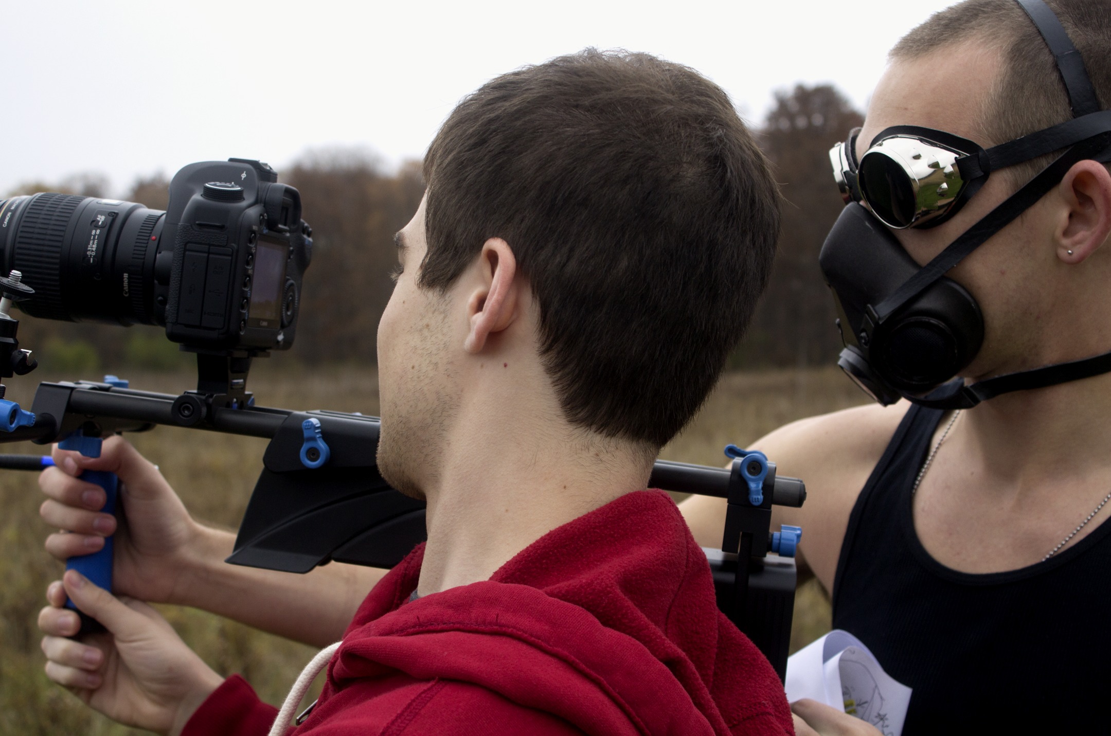 Jeremy Vincent Coman setting up the frame on the set of 