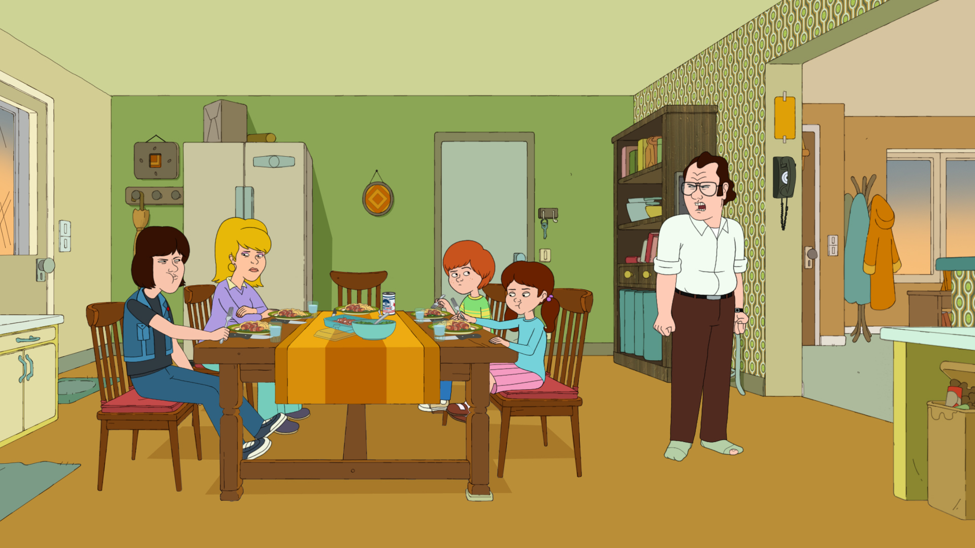 Still of Laura Dern, Bill Burr, Debi Derryberry and Justin Long in F is for Family (2015)