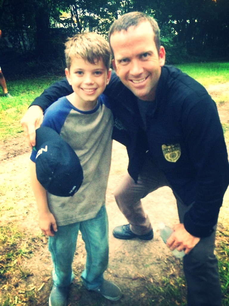 Aidan Langford and Lucas Black on set of NCIS: New Orleans