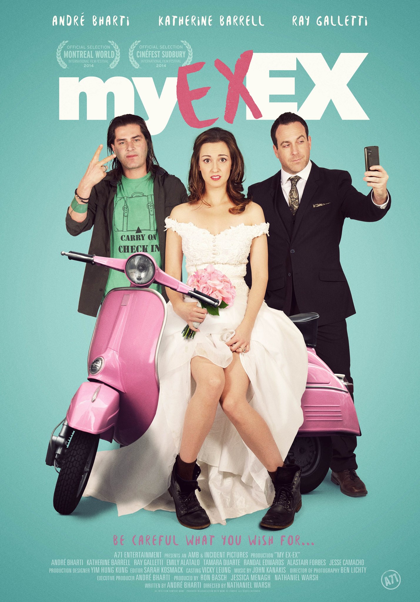 'My ExEx' poster for theatrical release 2015. with Andre Baharti and Ray Galletti