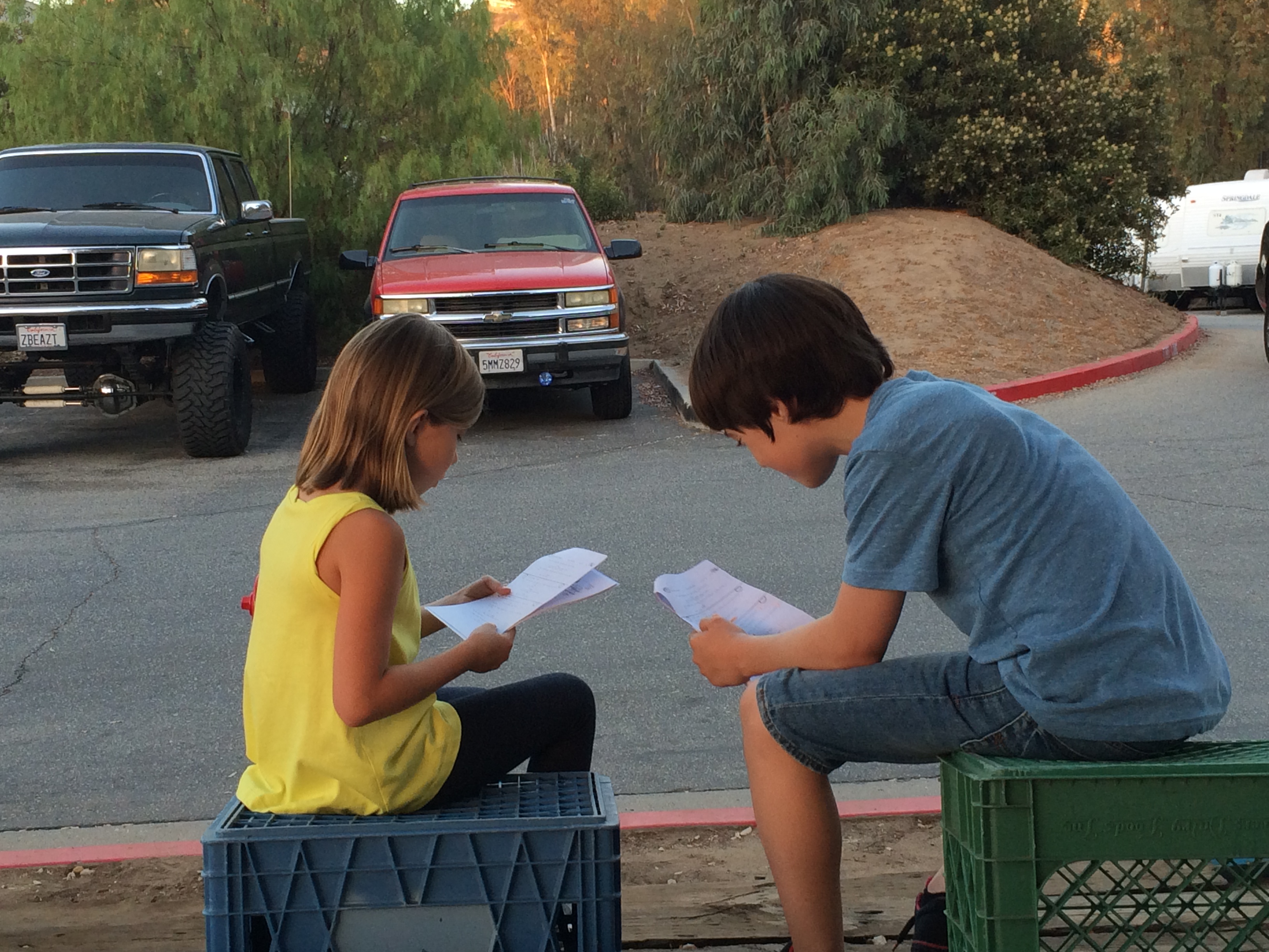 Rachel and Gabriel Suttle on the set of 