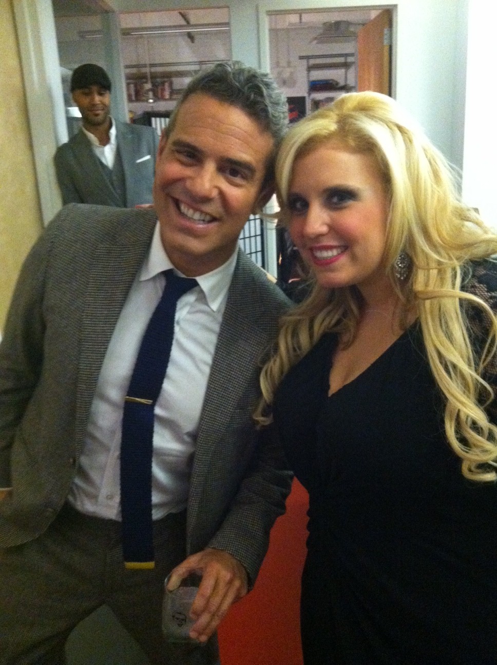 Robin Kassner and Andy Cohen backstage at Watch What Happens Live