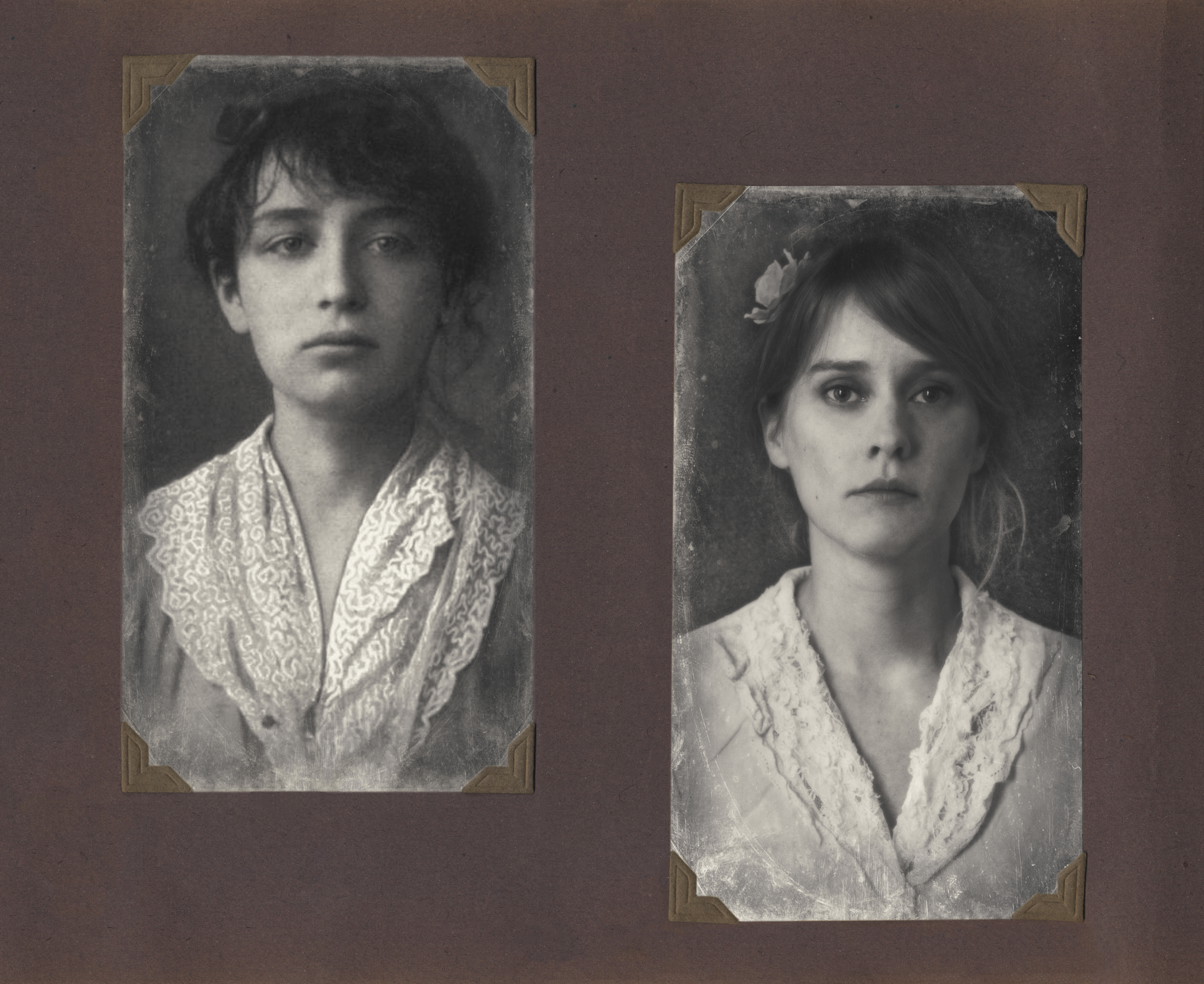 Truus de Boer for her theatre soloperformance about Camille Claudel (Camille on the left)
