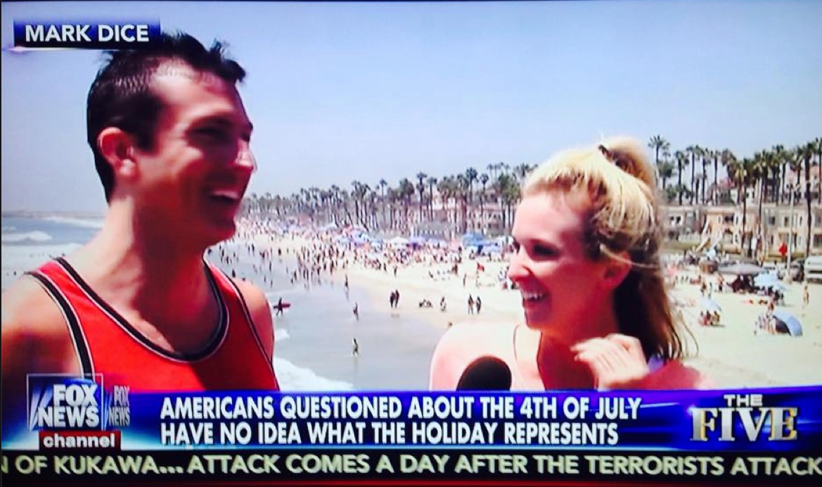 Mark Dice's Fourth of July YouTube video interview with zombies shown on the Fox News Channel.