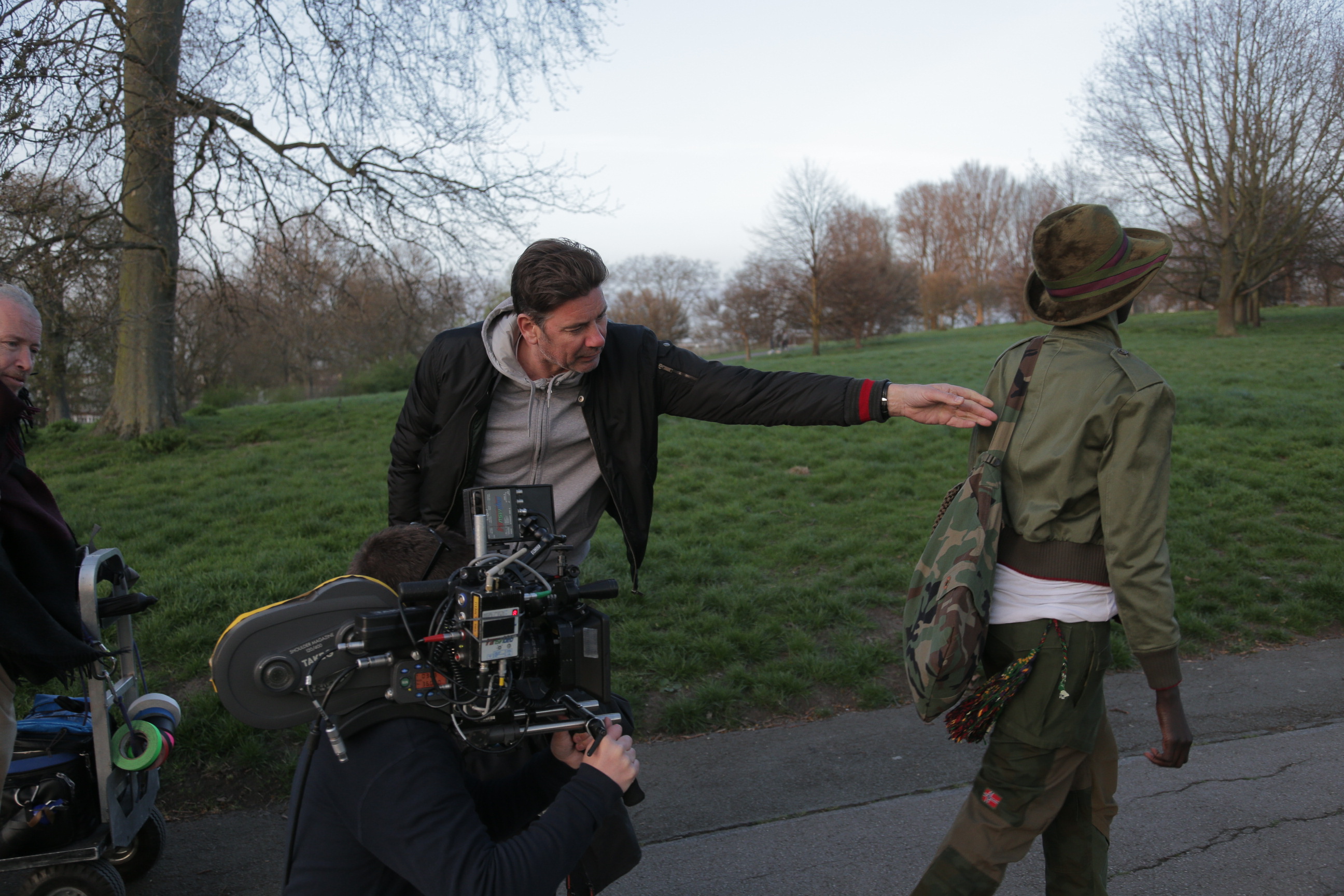 Nicholas Eriksson on the set of 'Go Free' - (2015)