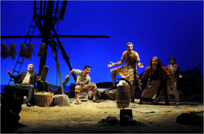 FIABE ITALIANE (2010) Teatro Stabile di Torino Turin, Italy (left to right: Richard Easton, Max Casella, John Turturro, Aida Turturro, Diego Turturro)