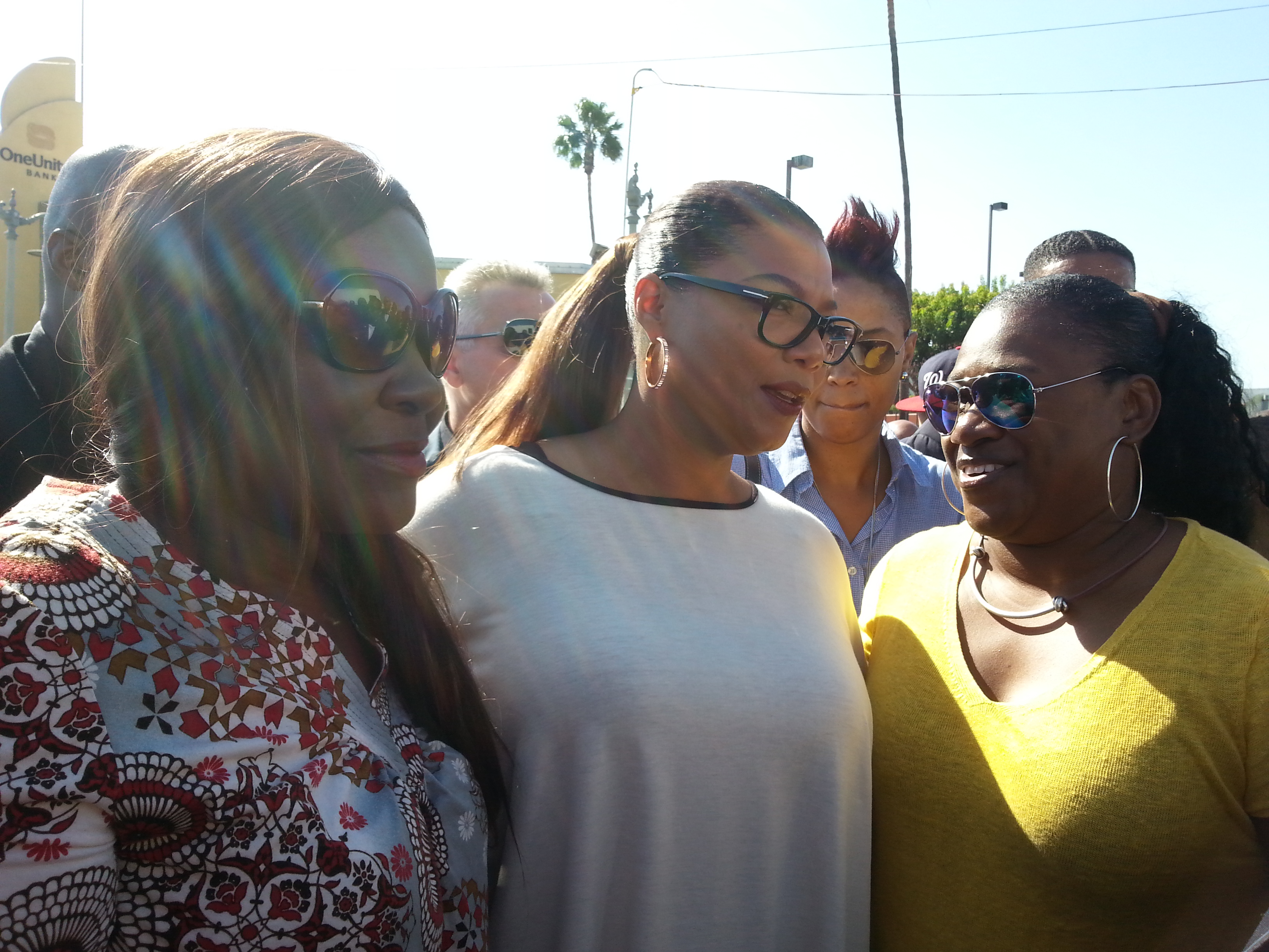 CHP Beating survivor Marlene Pinnock, Queen Latifah and Caree Harper at Taste of Soul 2014 94.7 FM stage