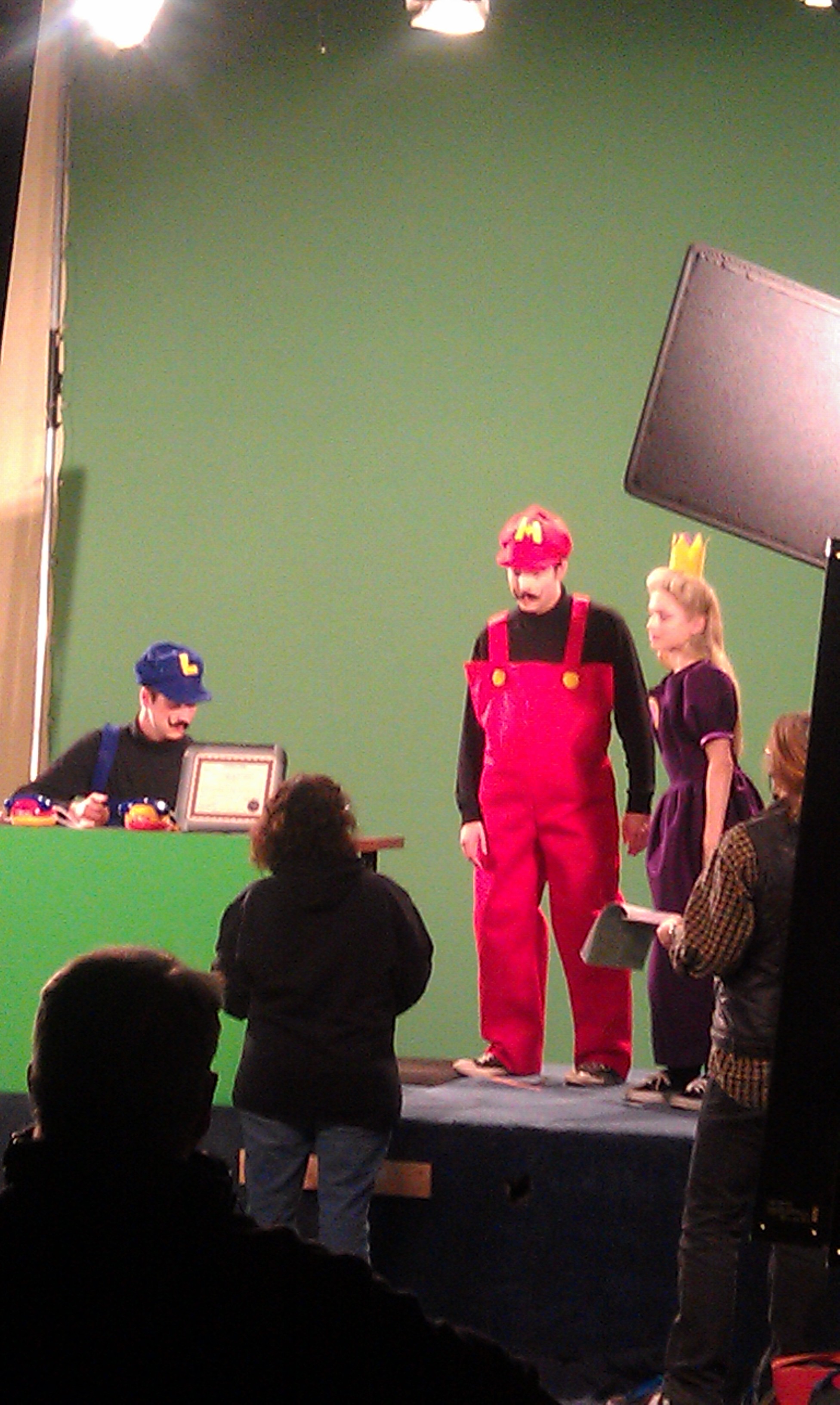 On the green screen 