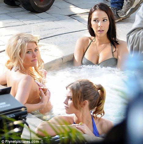 Lindsay Davis, AnnaLynne McCord filming 90210