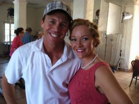 Brian Krause and Erin Banks on set of The Studio Club