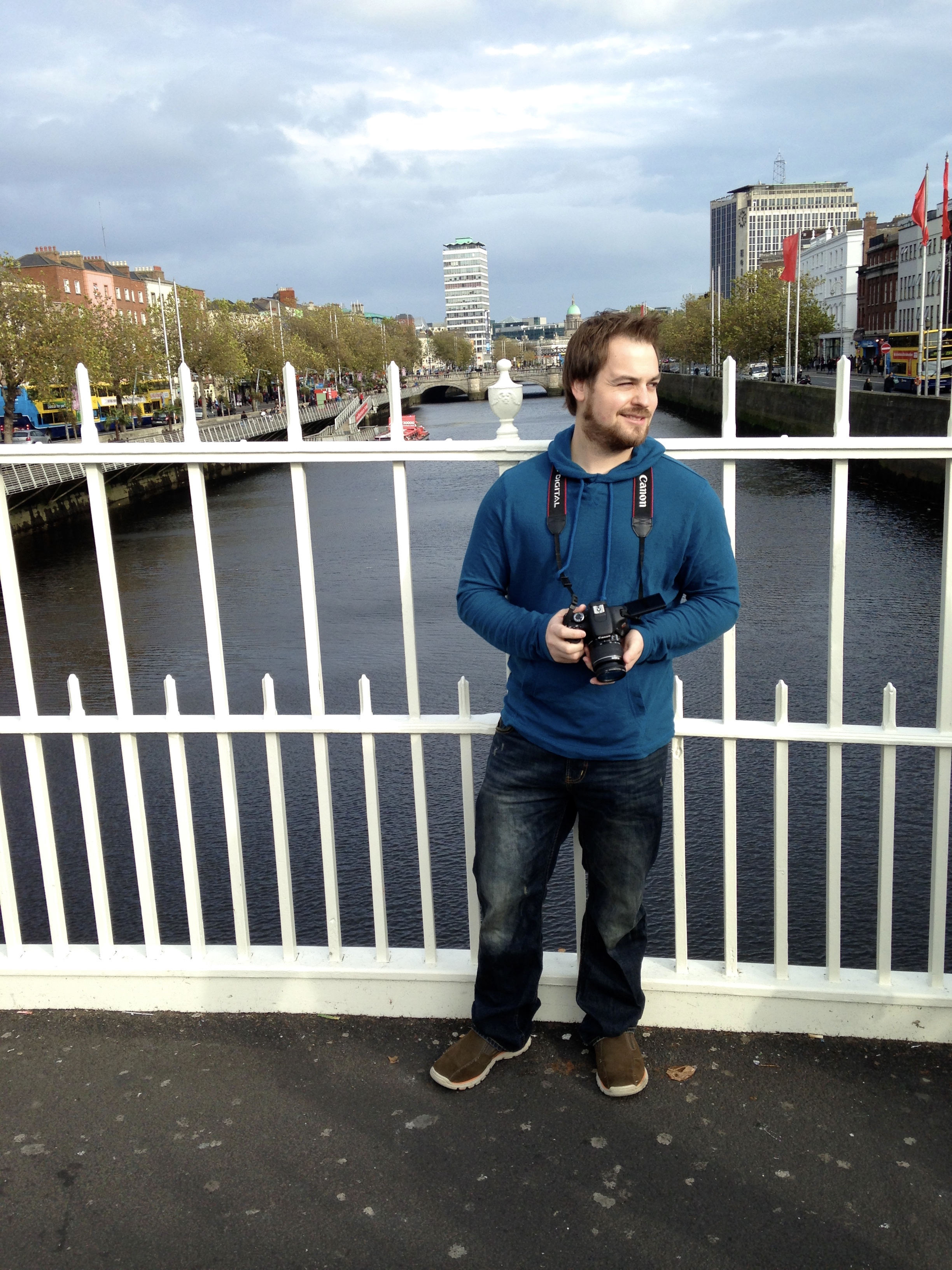 On Ha'penny Bridge in Dublin, Ireland