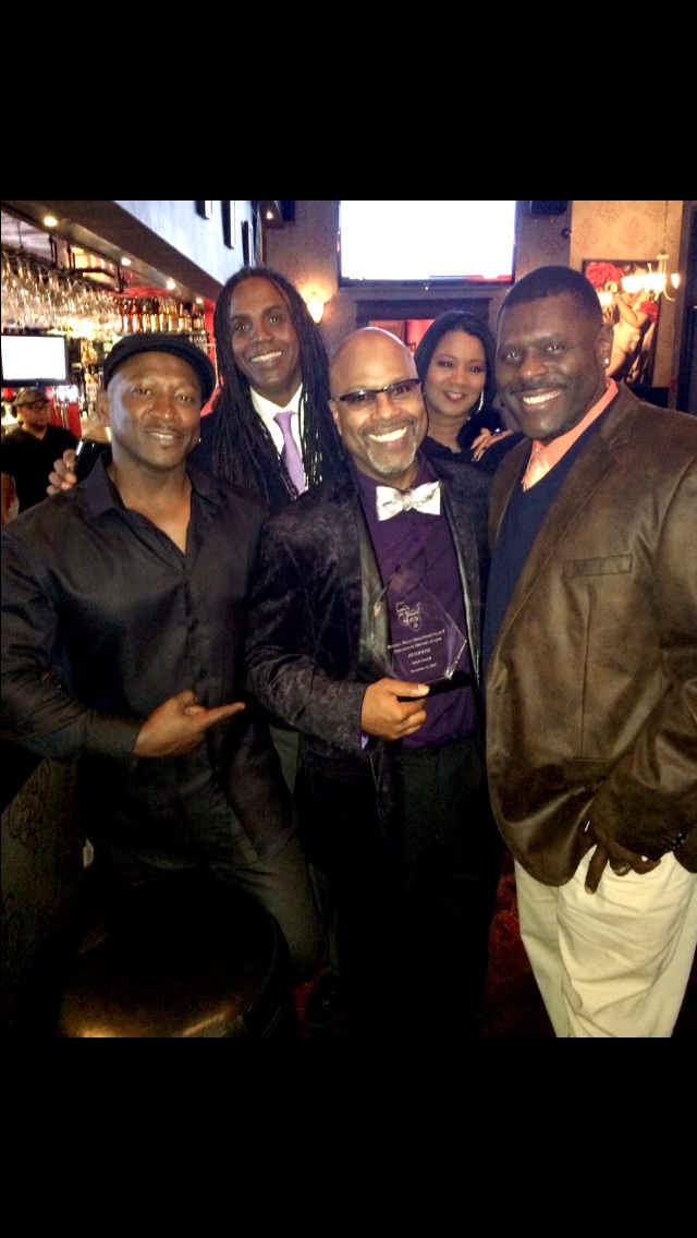 Celebrating with Peter Wise after winning the Spirit award @ the 2013 NAACP Theater award. Peter Wise, David Terrell,Joe Torry,Don Fullilove,Gwen ran'Cher.