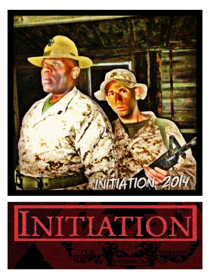 David Terrell as Staff Sgt. Raynor and Evan Schwartz as Evans on the set of Initiation.