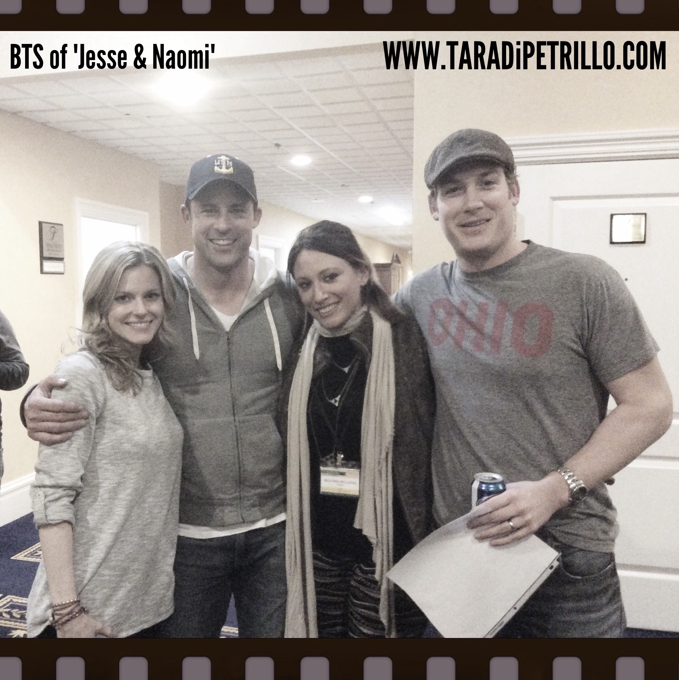 Tara DiPetrillo with Cheley Crisp (L), Philip Boyd (L) & Joe Williamson (R) on the set of Jesse and Naomi.