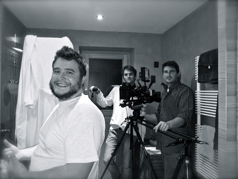 From left: actor/producer Maurizio Bussolon, boom operator Andrea Volcan and producer/director Giacomo Gabrielli on the set of 'The Flower' (2014).
