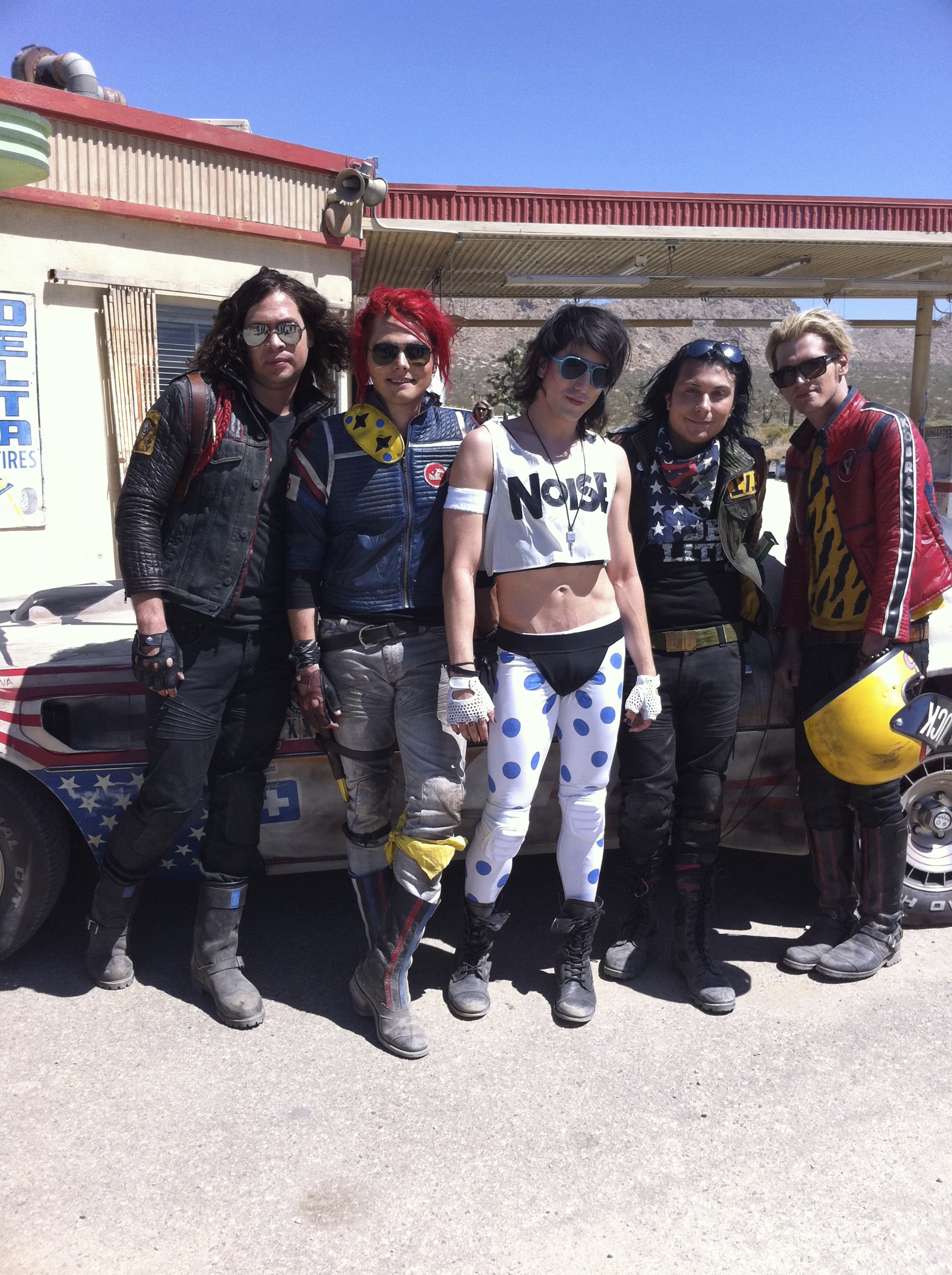 Ricky Rebel on set with My Chemical Romance for the video 