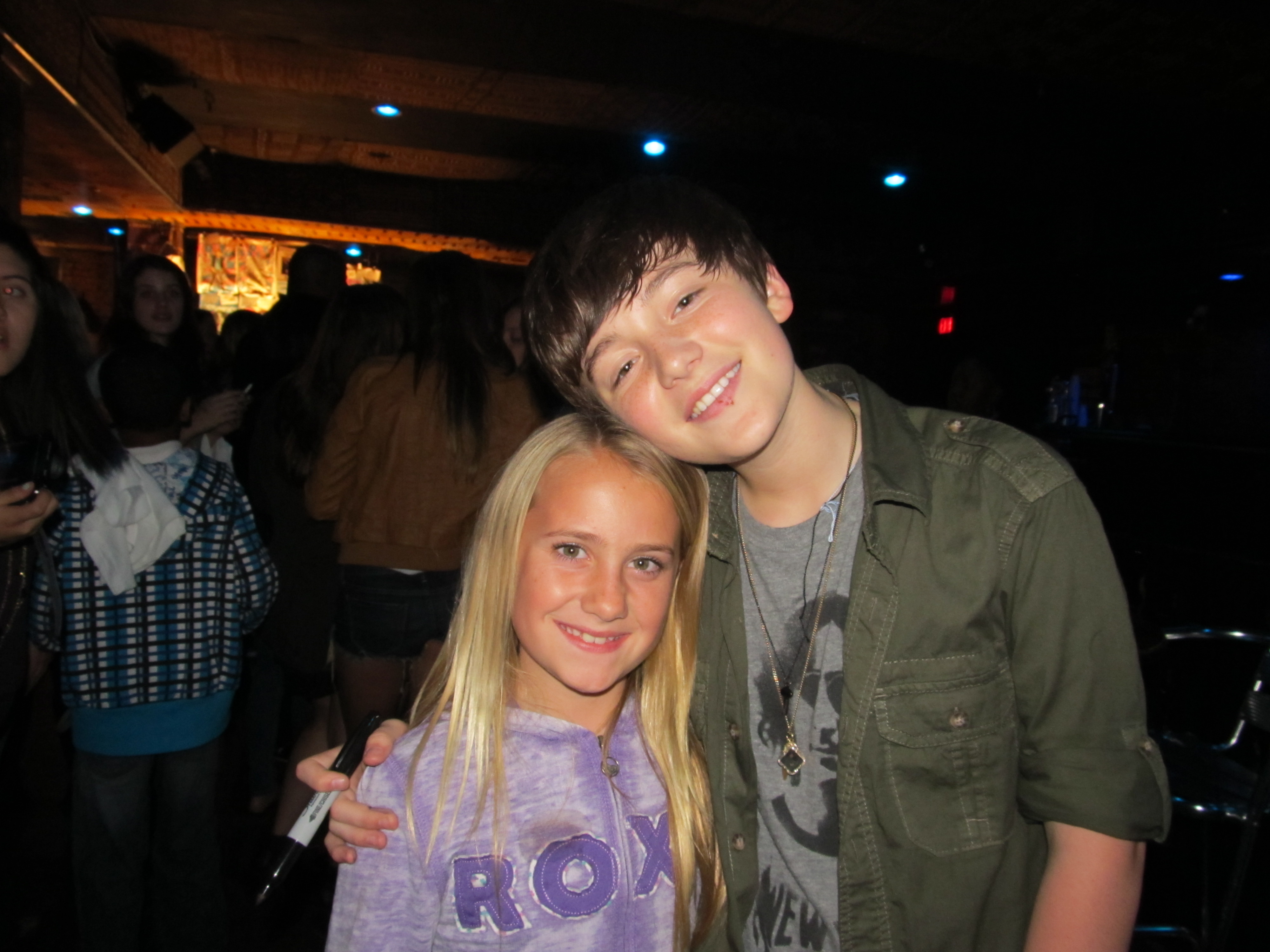Samantha with Greyson Chance after his concert. She was recently in his music video.