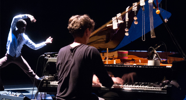 Hauschka at the 2014 EXIT Festival in Paris, France, performing live with freeform dancer Edivaldo Ernesto.