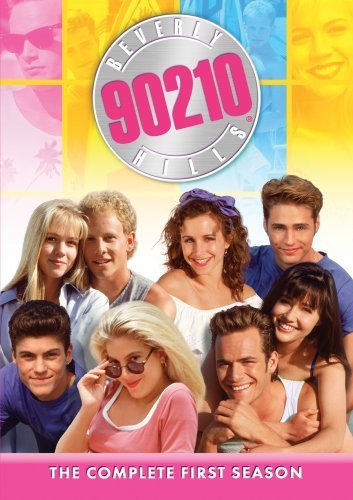 Luke Perry, Jason Priestley, Shannen Doherty, Jennie Garth, Tori Spelling, Brian Austin Green, Ian Ziering and Gabrielle Carteris in Beverli Hilsas, 90210 (1990)