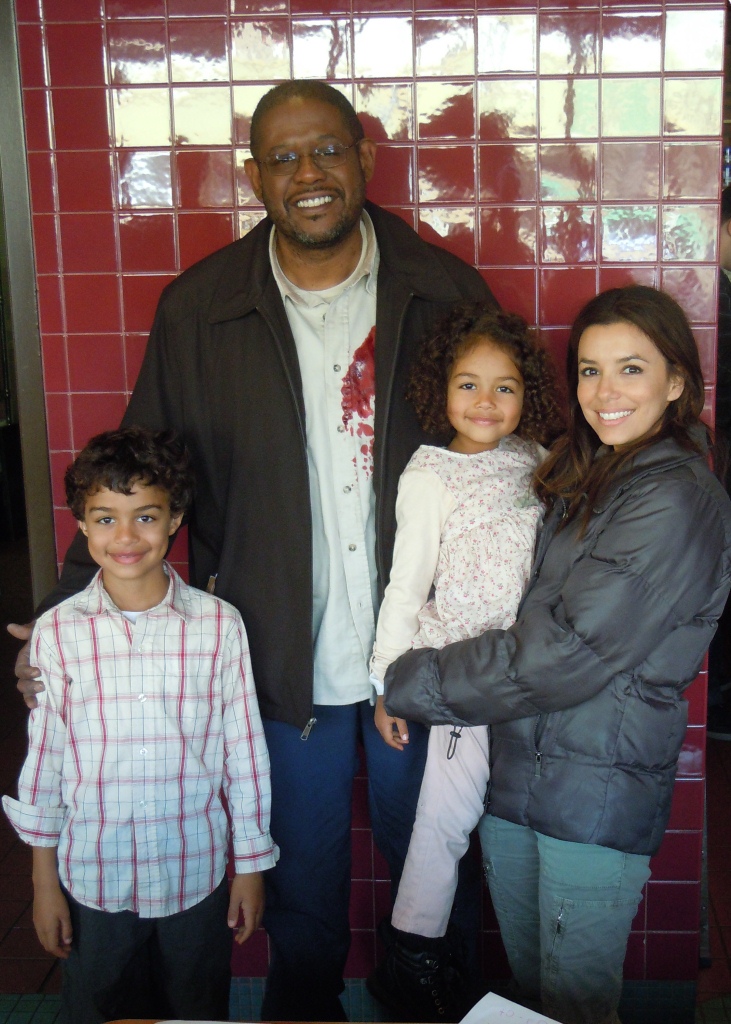 Drew Davis (Jesus Francis); Forest Whitaker (Francisco Francis); Millie Davis (Saber Francis) and Eva Longoria (Mia Francis). 