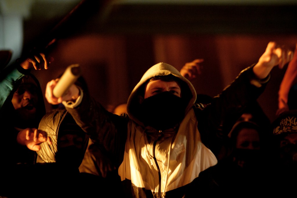 Louis Taylor as a Rioter in the feature film 'G.B.H'.