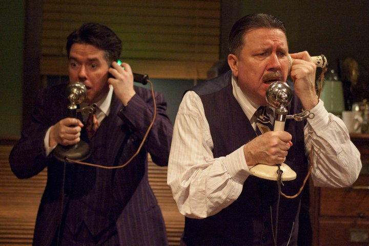Terry Hamilton (right) as Walter Burns in TimeLine Theatre's production of The Front Page.