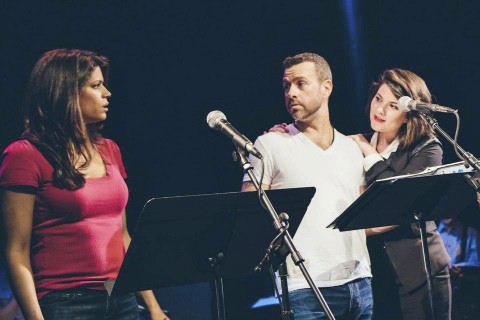 Andrea Navedo, Joseph Cassese and Amanda Greer performing the staged reading of Eventually Yours in NYC, directed by Anthony Marinelli