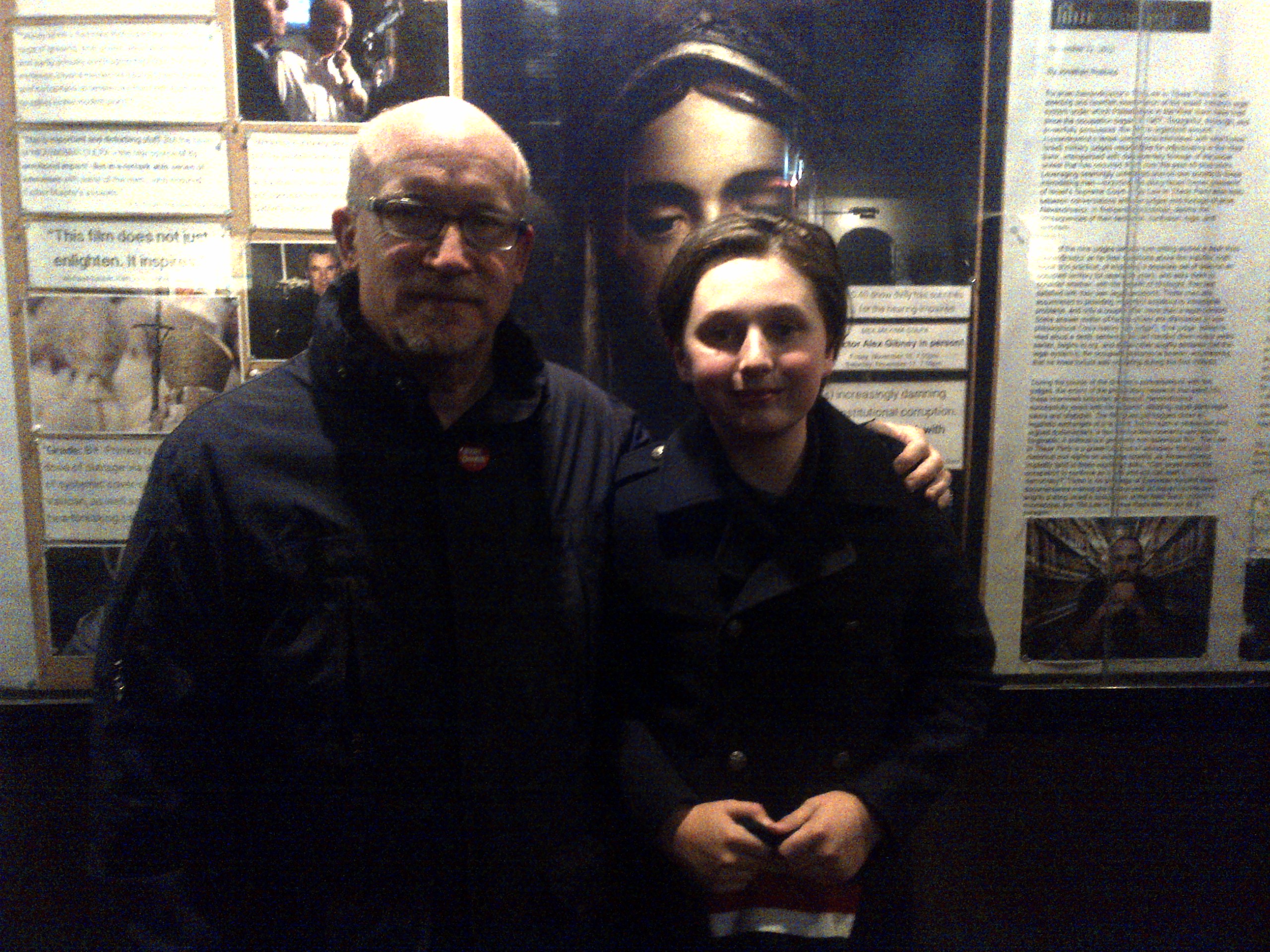 Brady with director Alex Gibney at the NY premier of Mea Maxima Culpa: Silence in the House of God