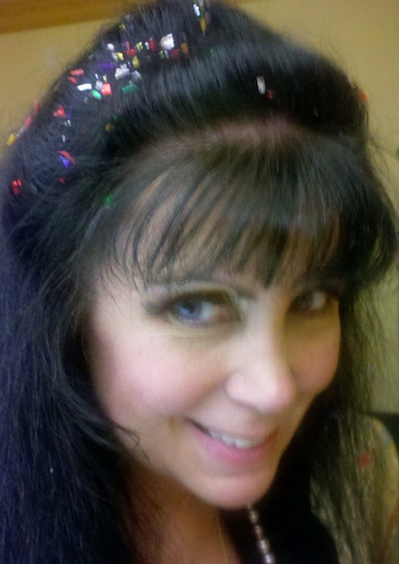 Helen Darras with confetti in her hair, after appearing on Dick Clark's Rockin' New Years Eve 2012 TV Show!