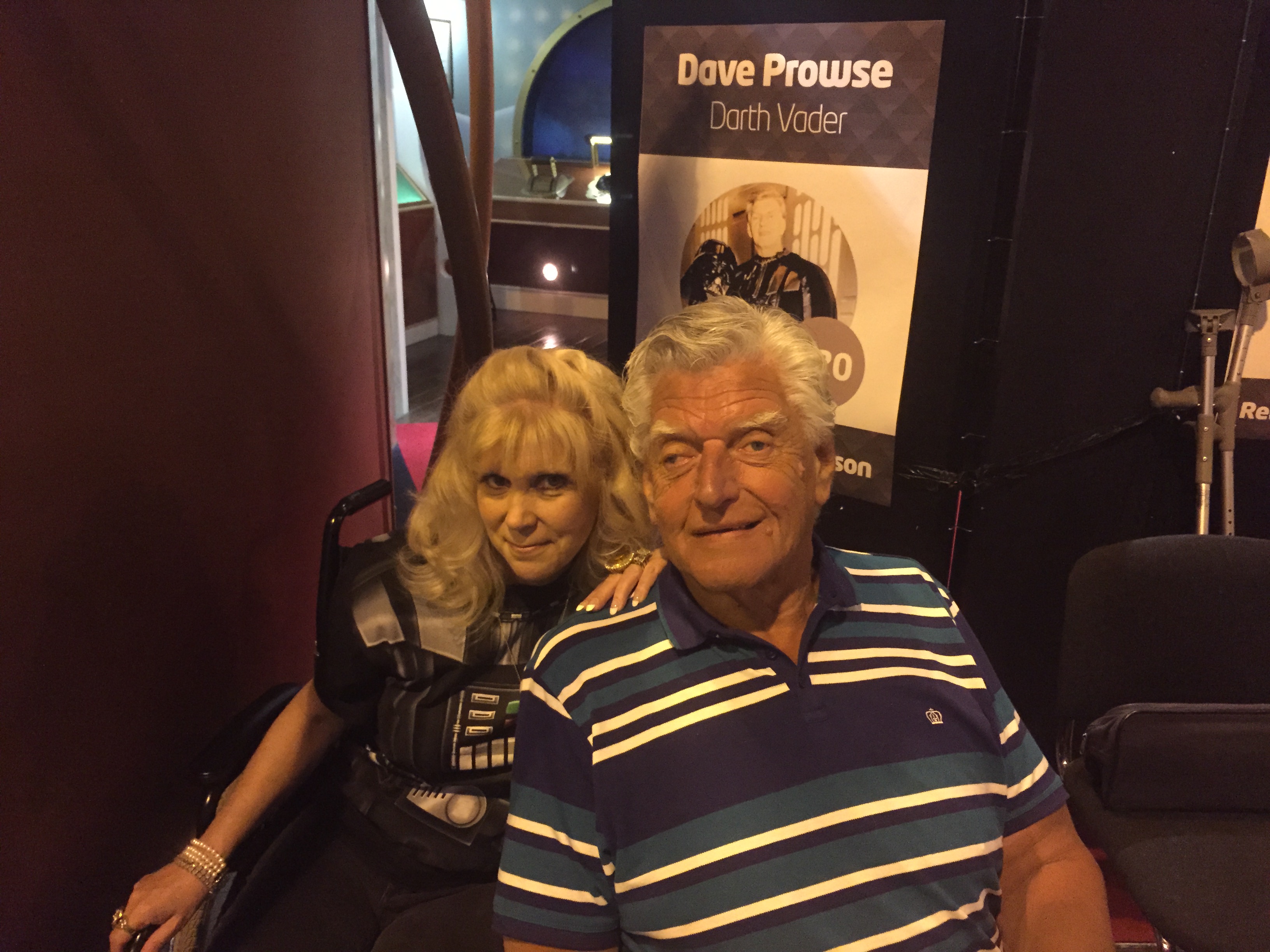 Helen Darras & Friend Actor Dave Prowse, best known as Darth Vader of Star Wars @ the National Space Centre in Leceister, England, June 2015.