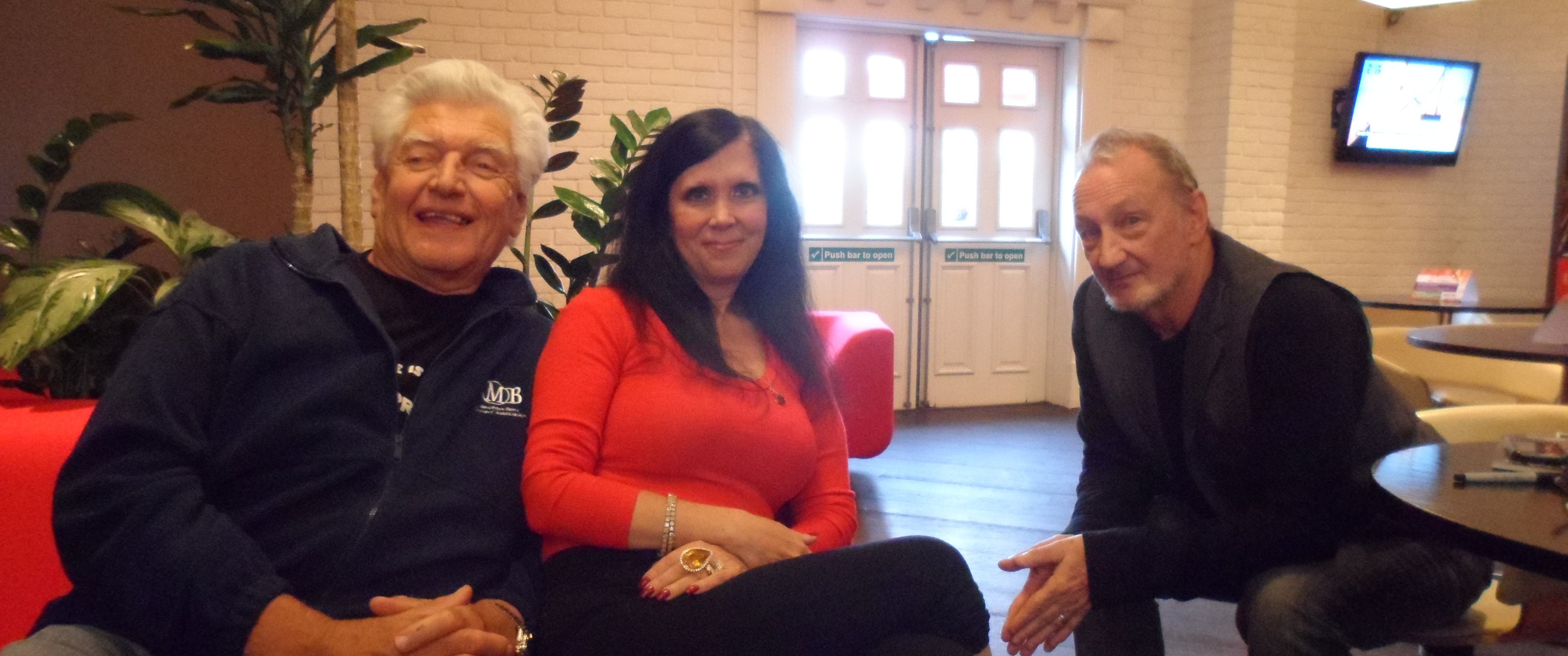 Good Friends Actor David Prowse (Darth Vader), Helen Darras & Actor Robert Englund (Freddy Krueger) @ the Park Inn Bar after their Successful appearance @ the Inaugural Cardiff, Wales Film & Comic Con, September 1, 2013