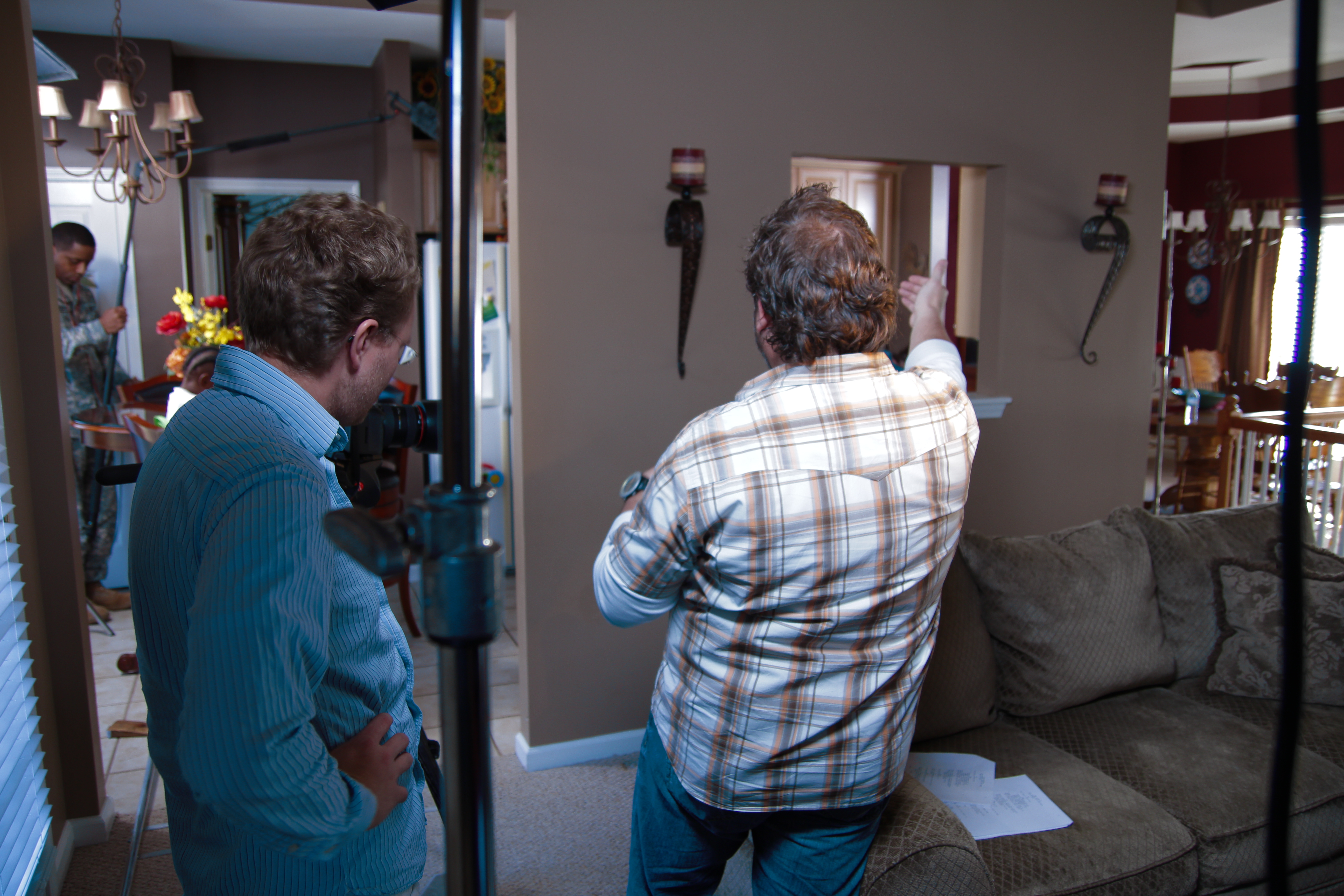 On the set of 'Running' setting up a shot with DP Joe Walker