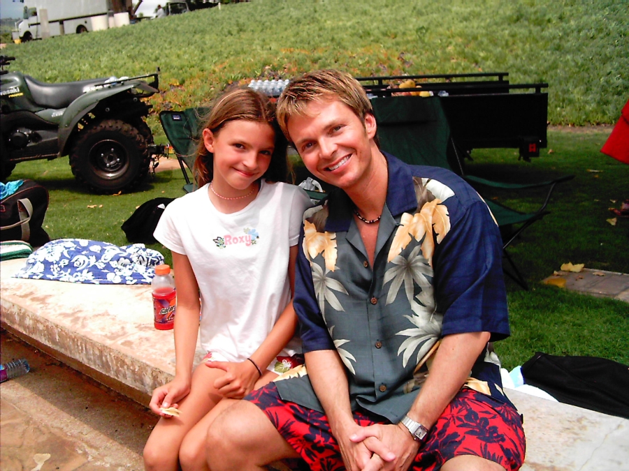 Andrew Grant with Jenevieve Norris (daughter of producer/director Patrick R. Norris) who played his daughter on the FOX television series 