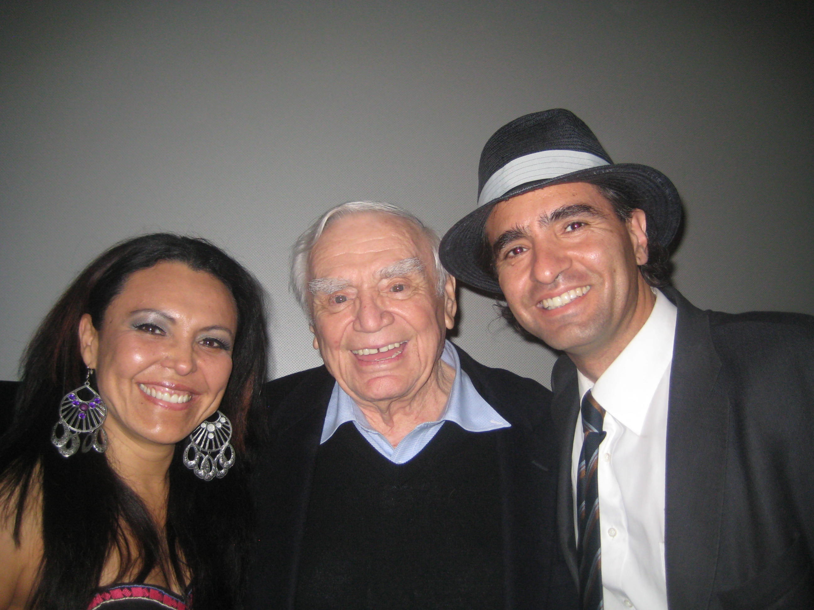 Sandra Santiago with Ernest Borgnine and the Chilen actor Pablo Benjamin at the movie premier Vicente Fernandez, New Port Beach Film Festival California 2012 http://www.sandrasantiago.com https://www.facebook.com/SandraSantiago.page?ref=hl https://twit