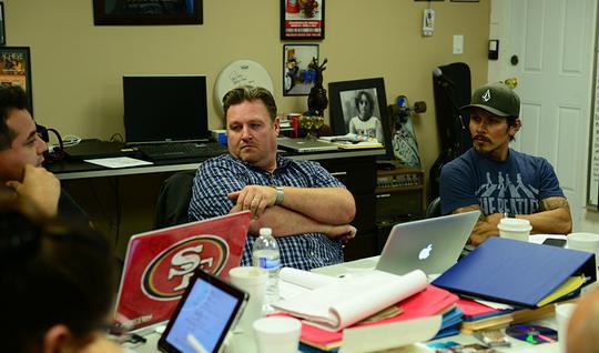 Producer Frank Aragon Director David Palomareses Writer Julien Cesario Genre Urban Drama at pre production meeting of feature film Time in Between https://www.sandrasantiago.com