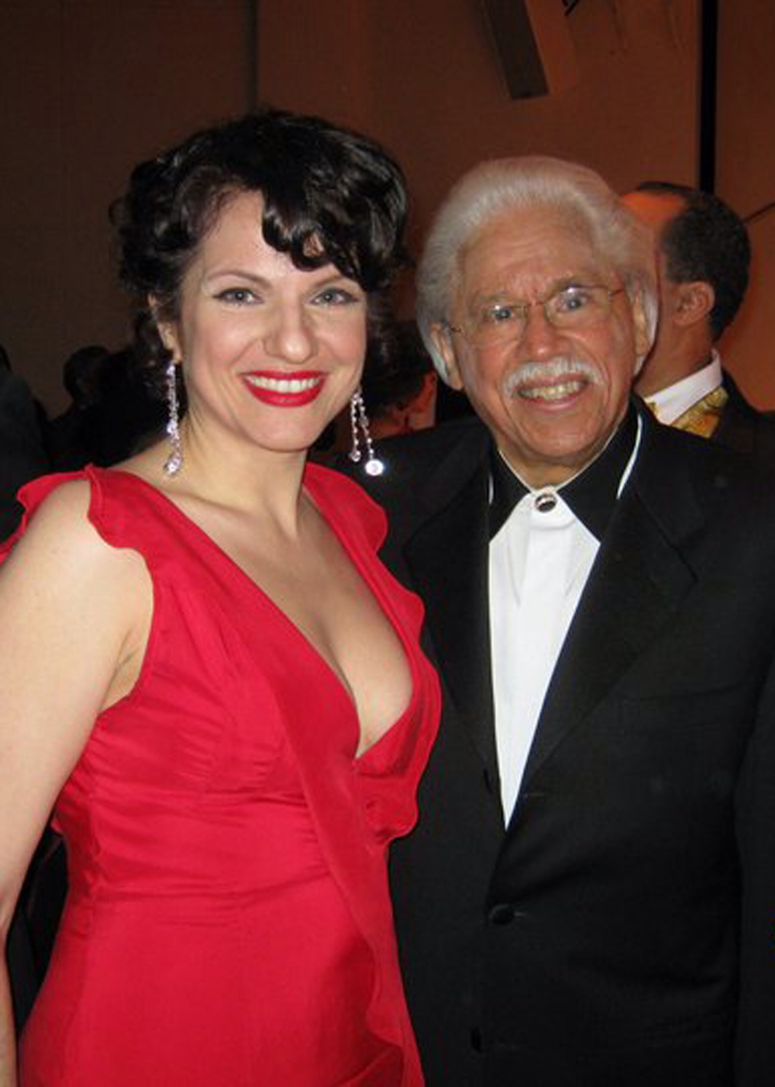 Lina Sarrello with Johnny Pacheco at the Latin ACE Awards in 2010