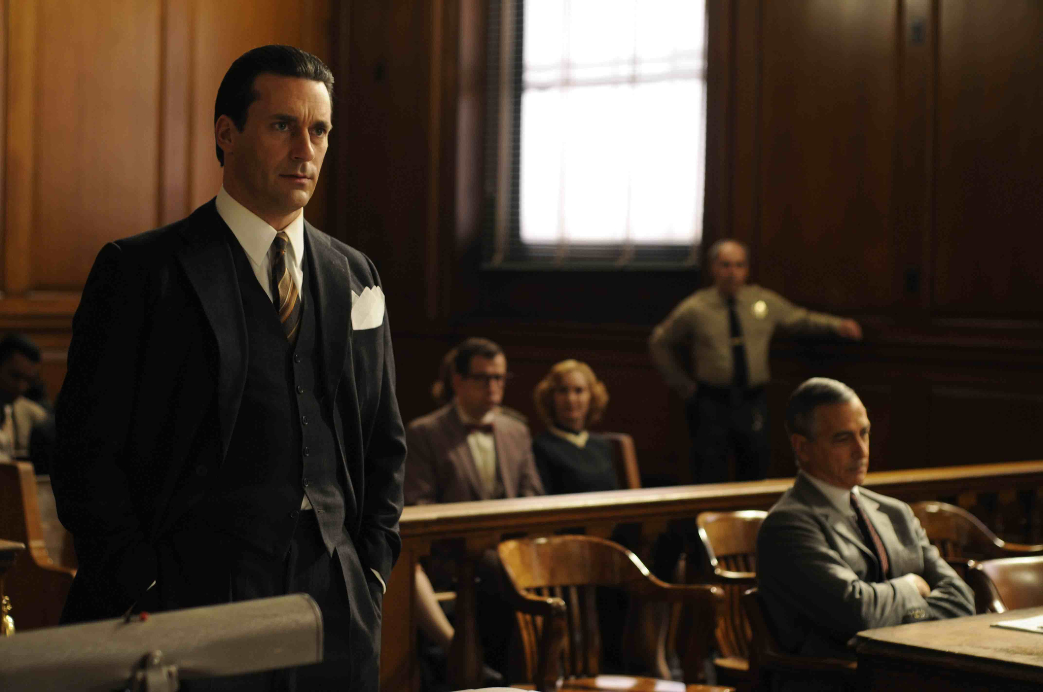 Still of David Strathairn and Jon Hamm in Howl (2010)