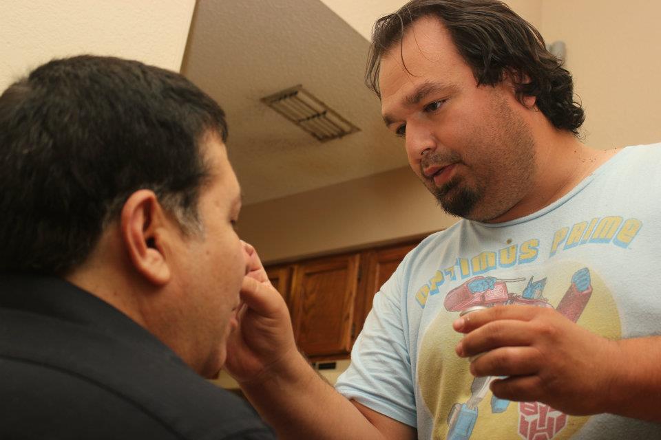 On set of El Cucuy doing make-up effects.