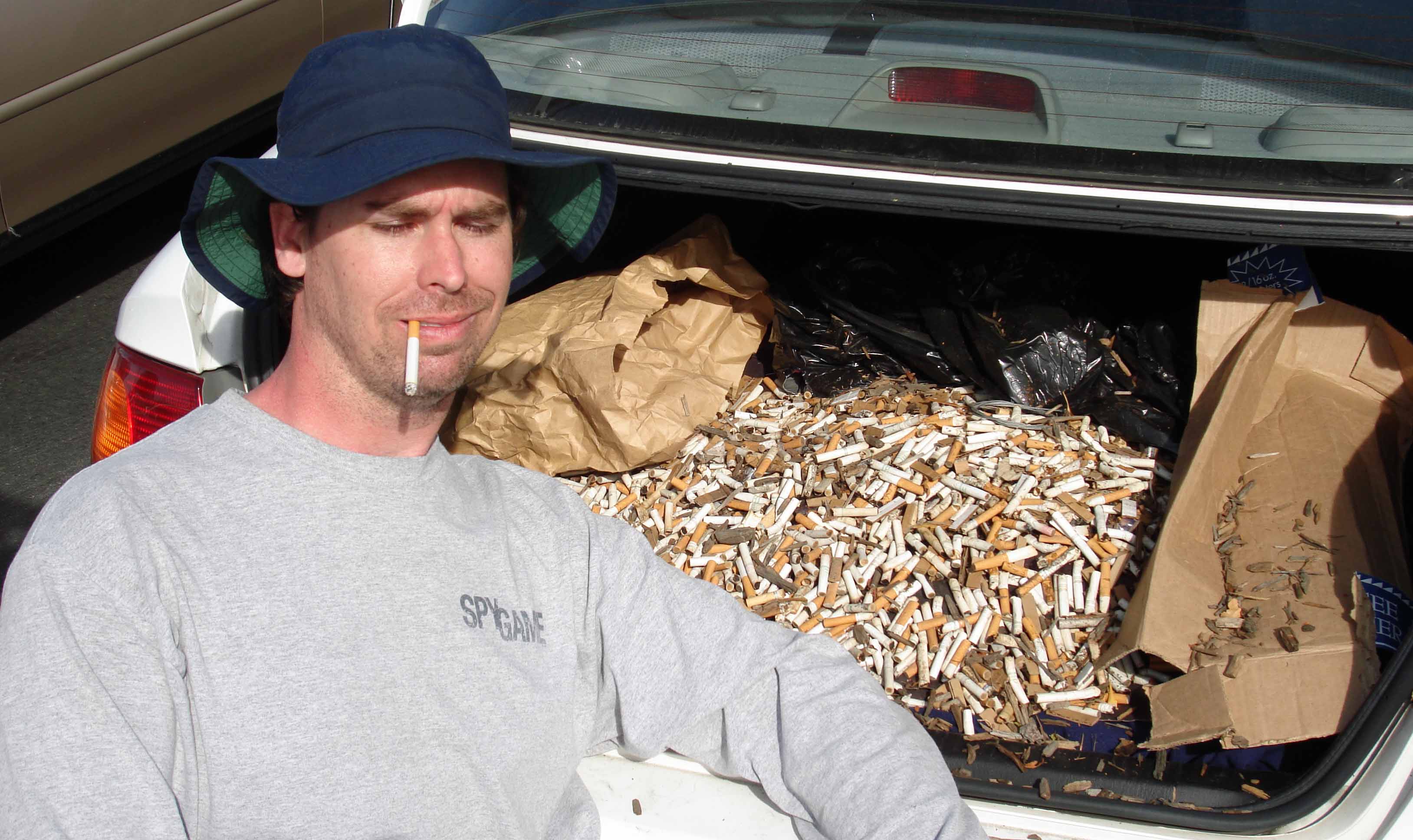 Chris Cashman on a smoke break on the set of 