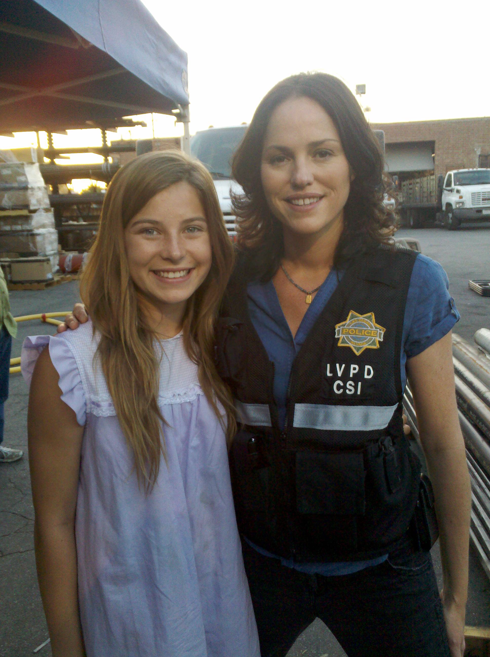 Jordyn Jo with Jorja Fox on set at CSI: Crime Scene Investigation