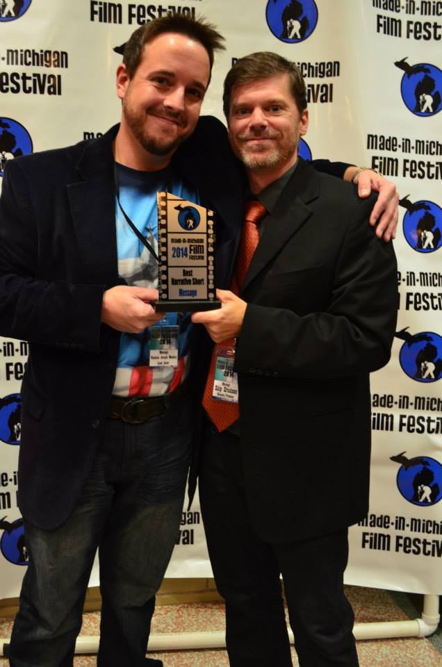 First Place Trophy for Best Short(Narrative)Film at the MIMFF 2014. Nicholas Joseph Mackey(Actor&Producer)and Skip Erickson(DIrector/Writer)