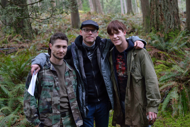 Behind the scenes of Black Fly. Matthew MacCaull (L) Jason Bourque (M) and Dakota Daulby (R).
