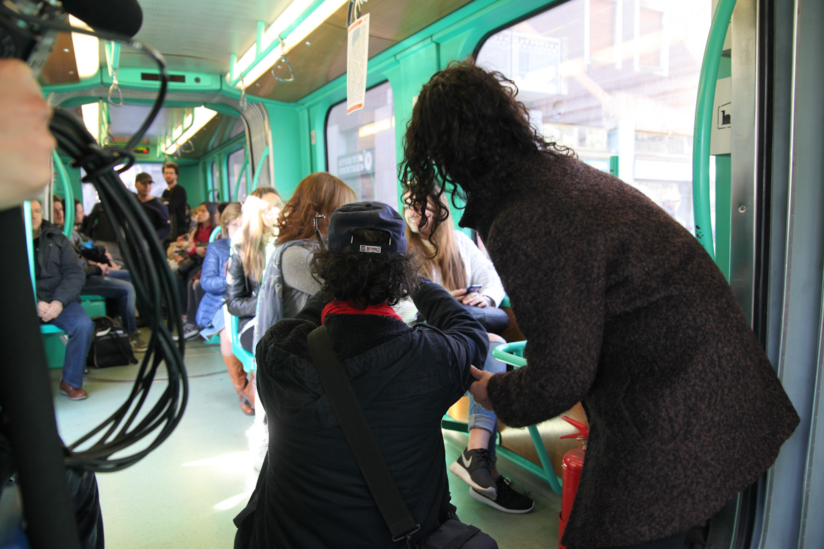 Shooting on tram 