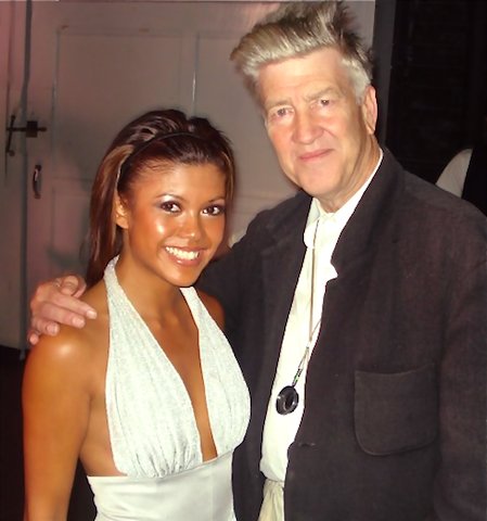 Tiffany Panhilason on set with Director, David Lynch.