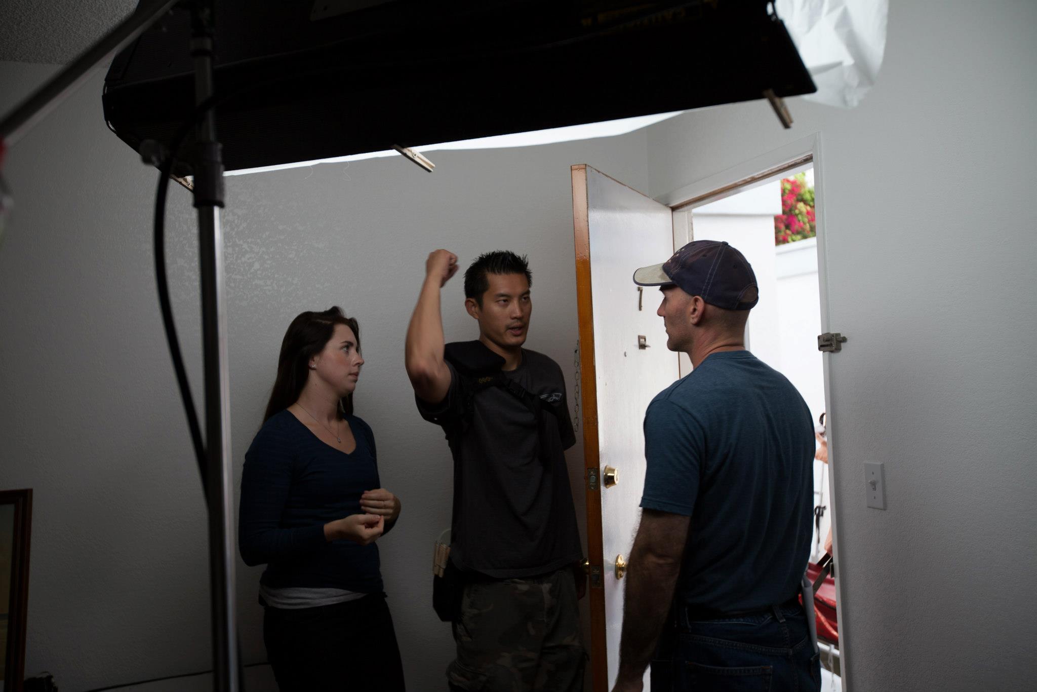Kelly Frances Hager behind the scenes on Knowing Autumn Plum with Director Karl Lentini and Cinematographer Andy Chen.