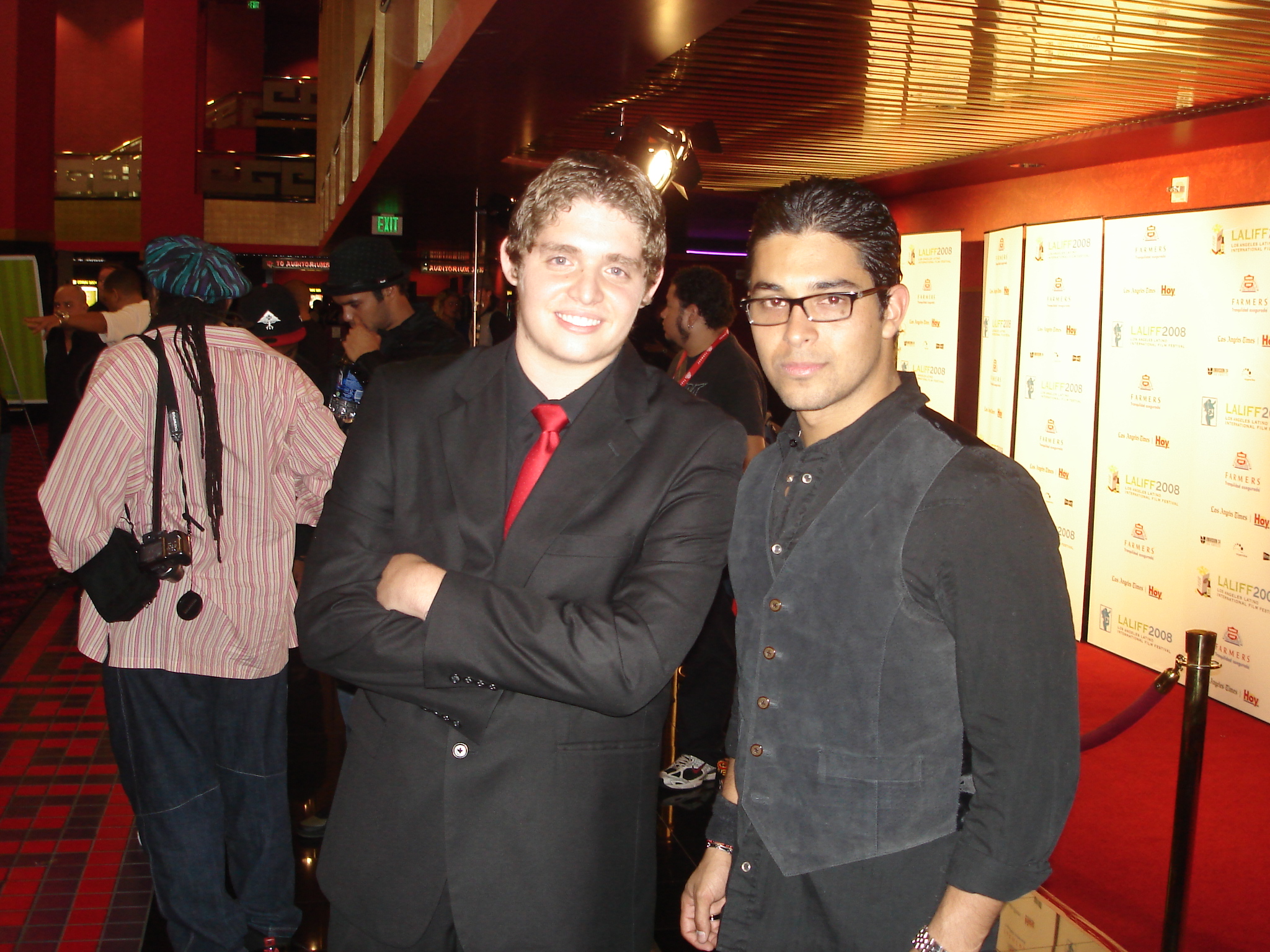 Client Jonny Espinoza with actor Wilmer Valderama at the screening of feature film 'DAYS OF WRATH