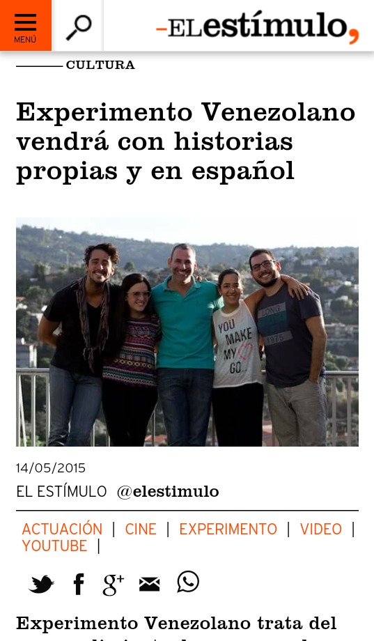 Interview for the newspaper El Estímulo. Project:Experimento venezolano