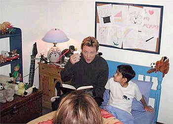 Michael Lopez with Anthony Michael Hall on the set of 