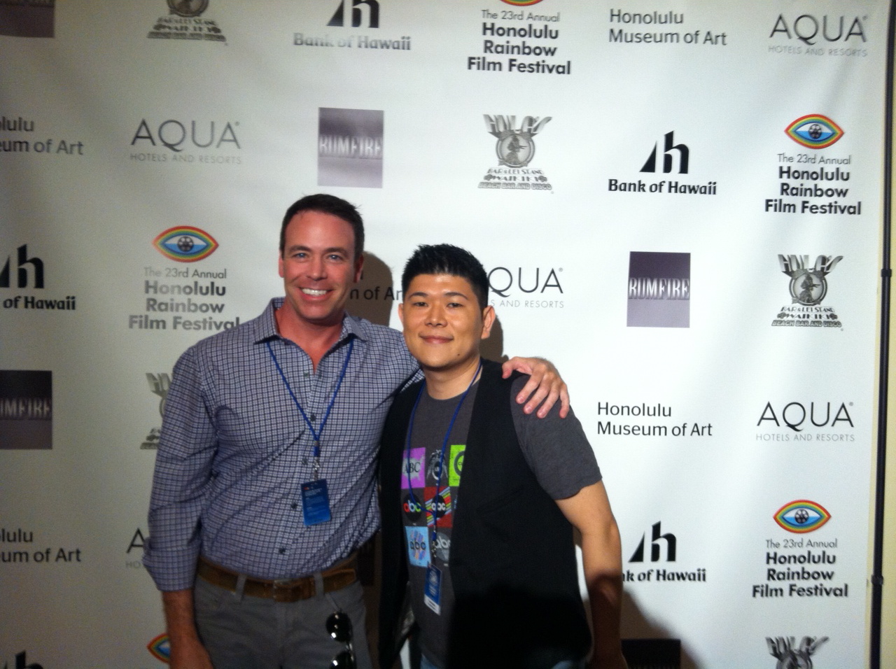 Stephen Soucy and Brent Anbe at the Honolulu Rainbow Film Festival, 2012.