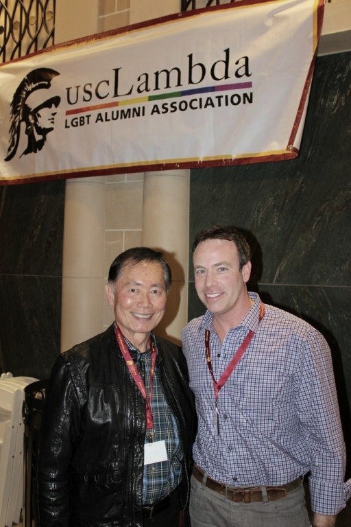 Stephen Soucy with USC Lambda Jury Member, George Takei.